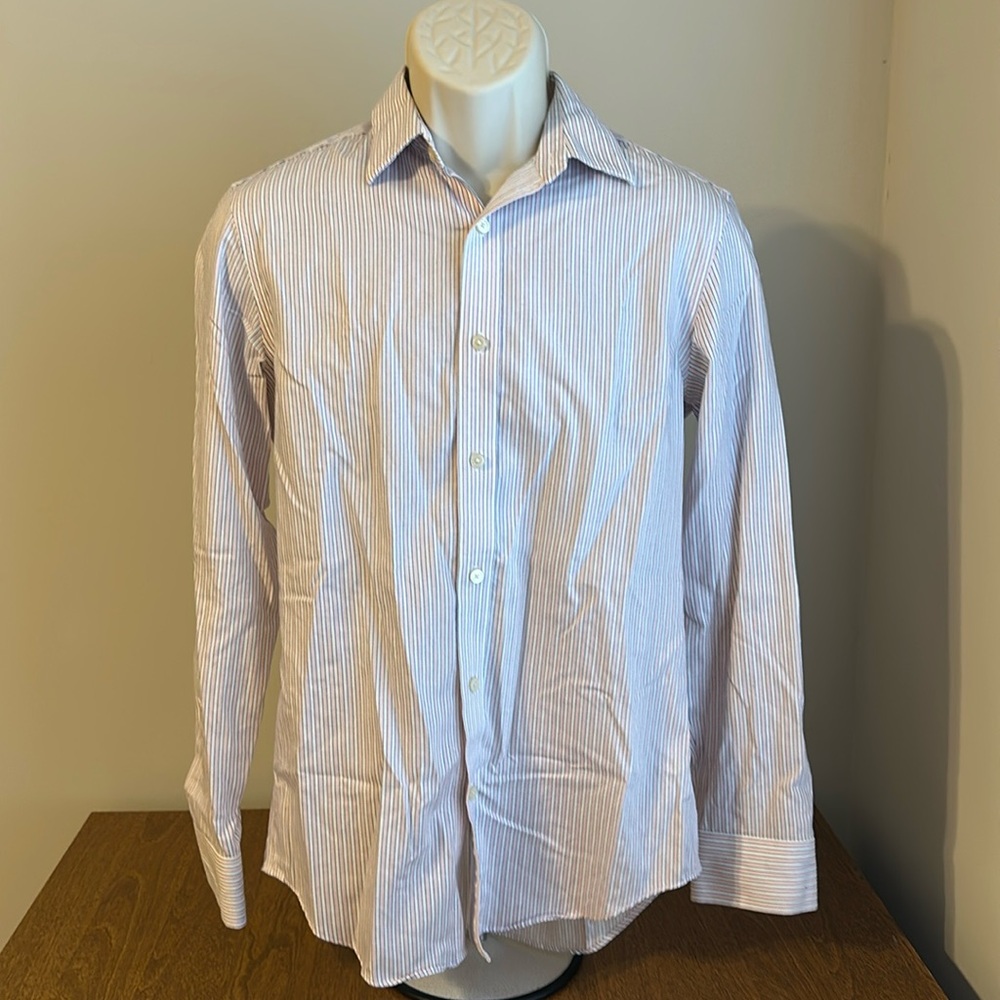 Banana Republic Pink and Blue Striped Men’s Button Up Shirt - S